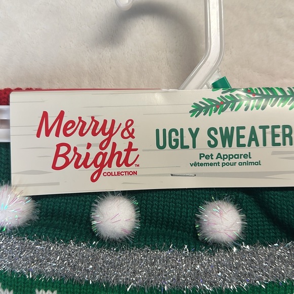 Merry & Bright Dog Let Ugly Sweater On The Nice List Green Red Outfit - Picture 2 of 4